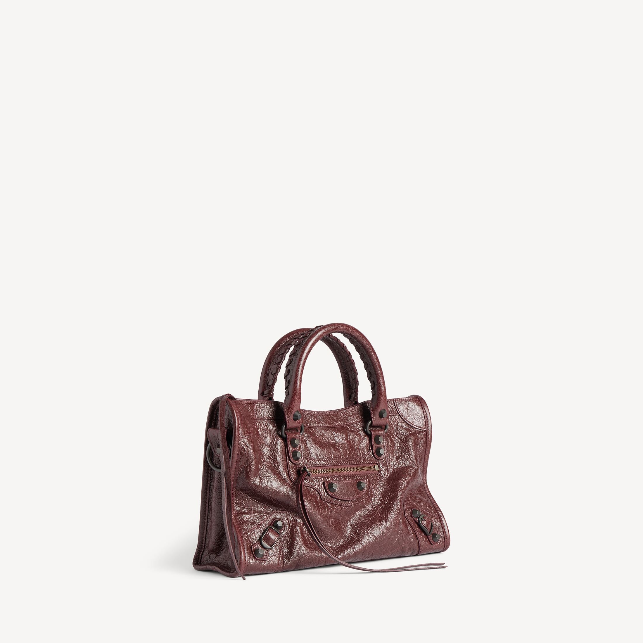 BALENCIAGA WOMEN'S LE CITY BAG SMALL IN DARK BURGUNDY