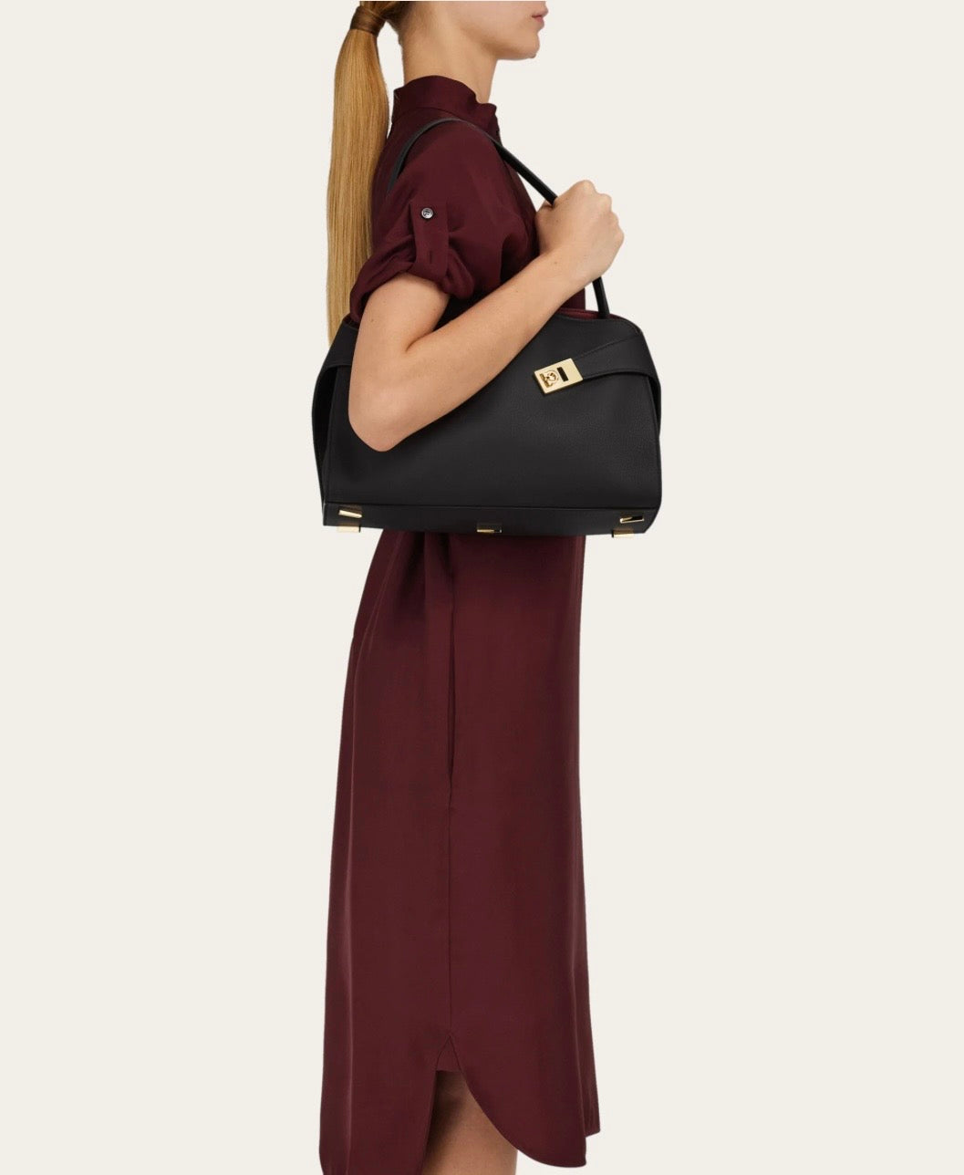 Ferragamo Hug soft bicolor shoulder bag