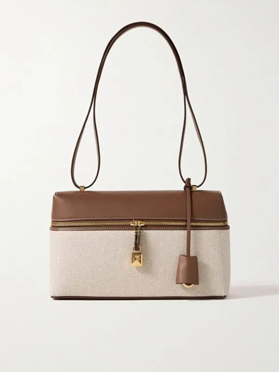 Loro Piana  L27 canvas and leather shoulder bag