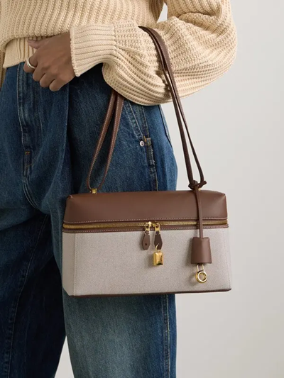 Loro Piana  L27 canvas and leather shoulder bag