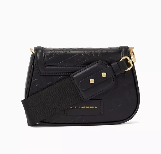 Original KARL LAGERFELD K/Letters Embossed Crossbody Bag in Leather