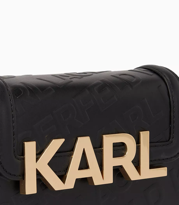 Original KARL LAGERFELD K/Letters Embossed Crossbody Bag in Leather