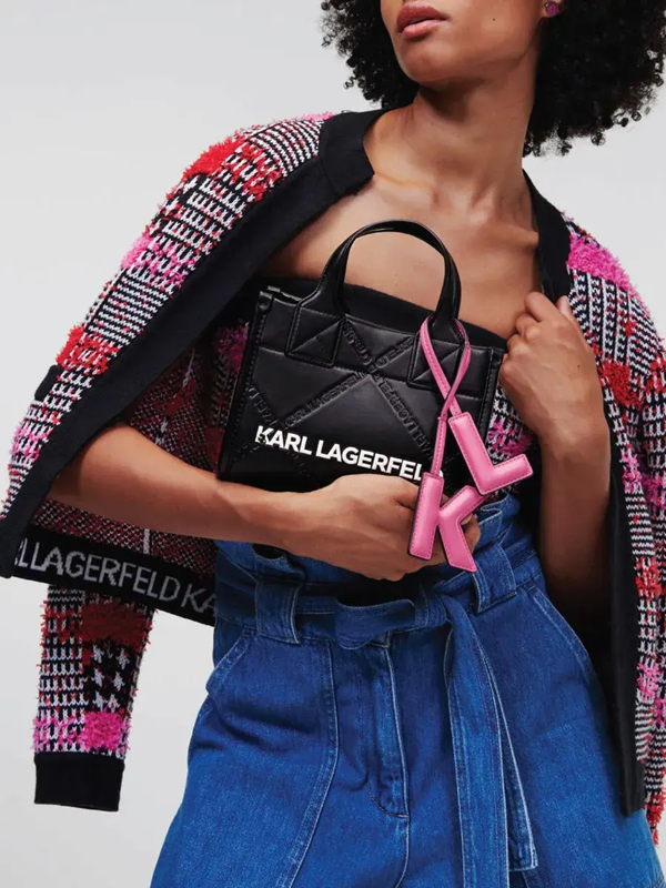 Original KARL LAGERFELD EMBOSSED SMALL TOTE BAG - BLACK
