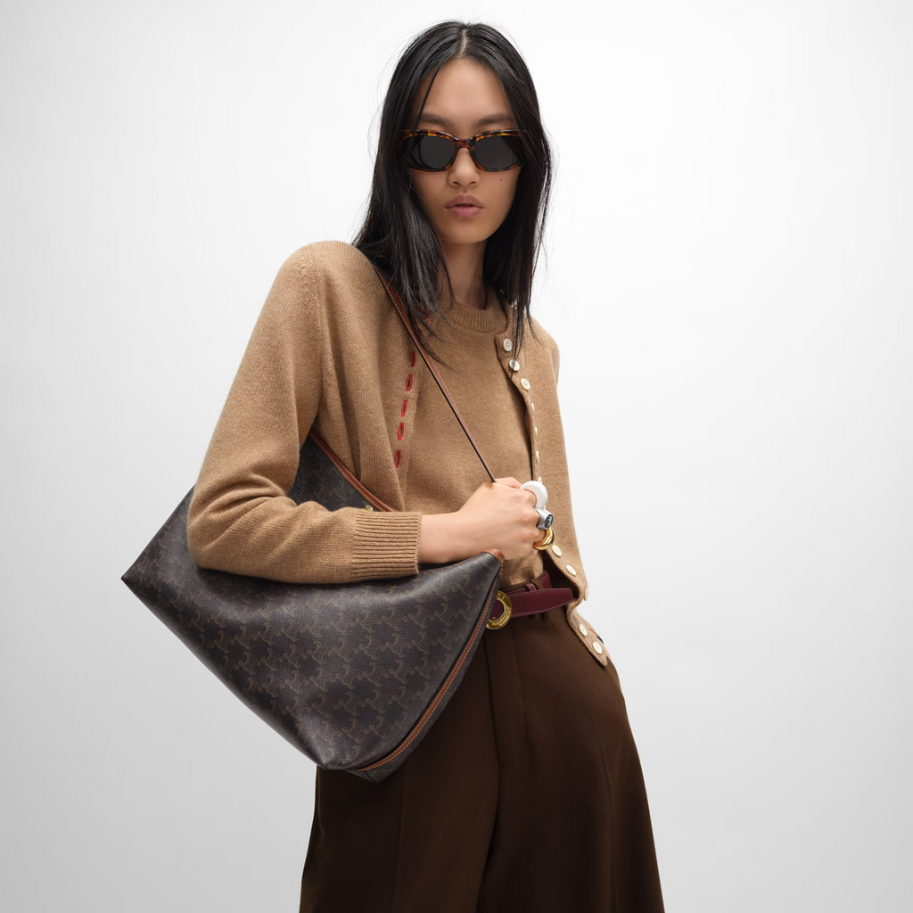 CELINE SOFT SHOPPER BAG IN Triomphe Canvas and Calfskin