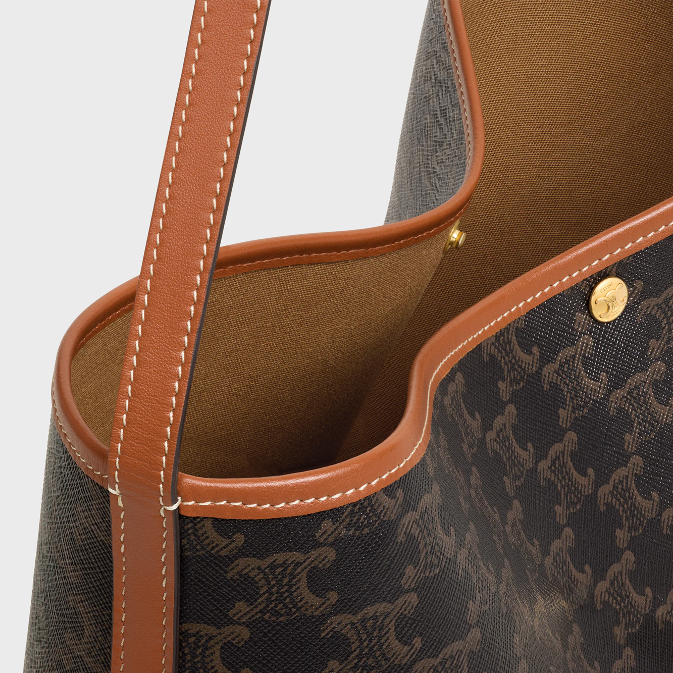 CELINE SOFT SHOPPER BAG IN Triomphe Canvas and Calfskin