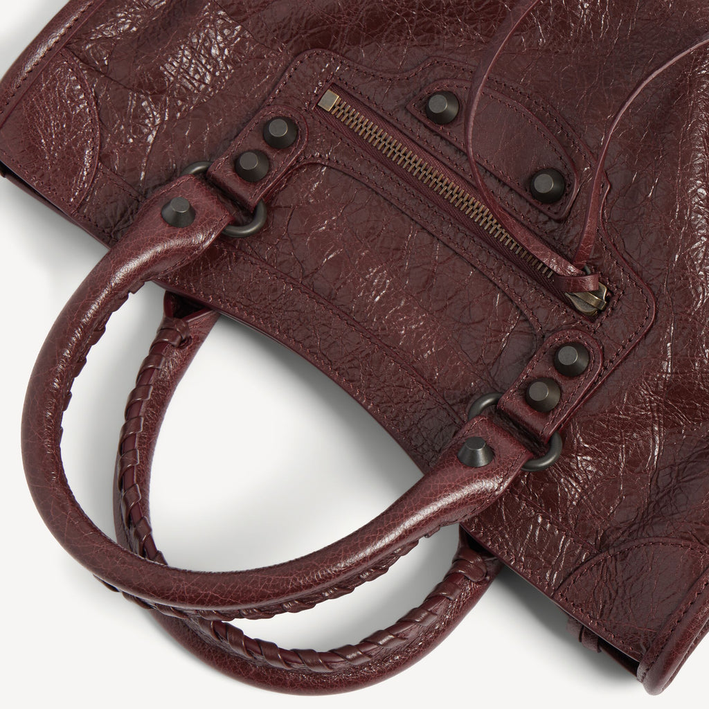 BALENCIAGA WOMEN'S LE CITY BAG SMALL IN DARK BURGUNDY