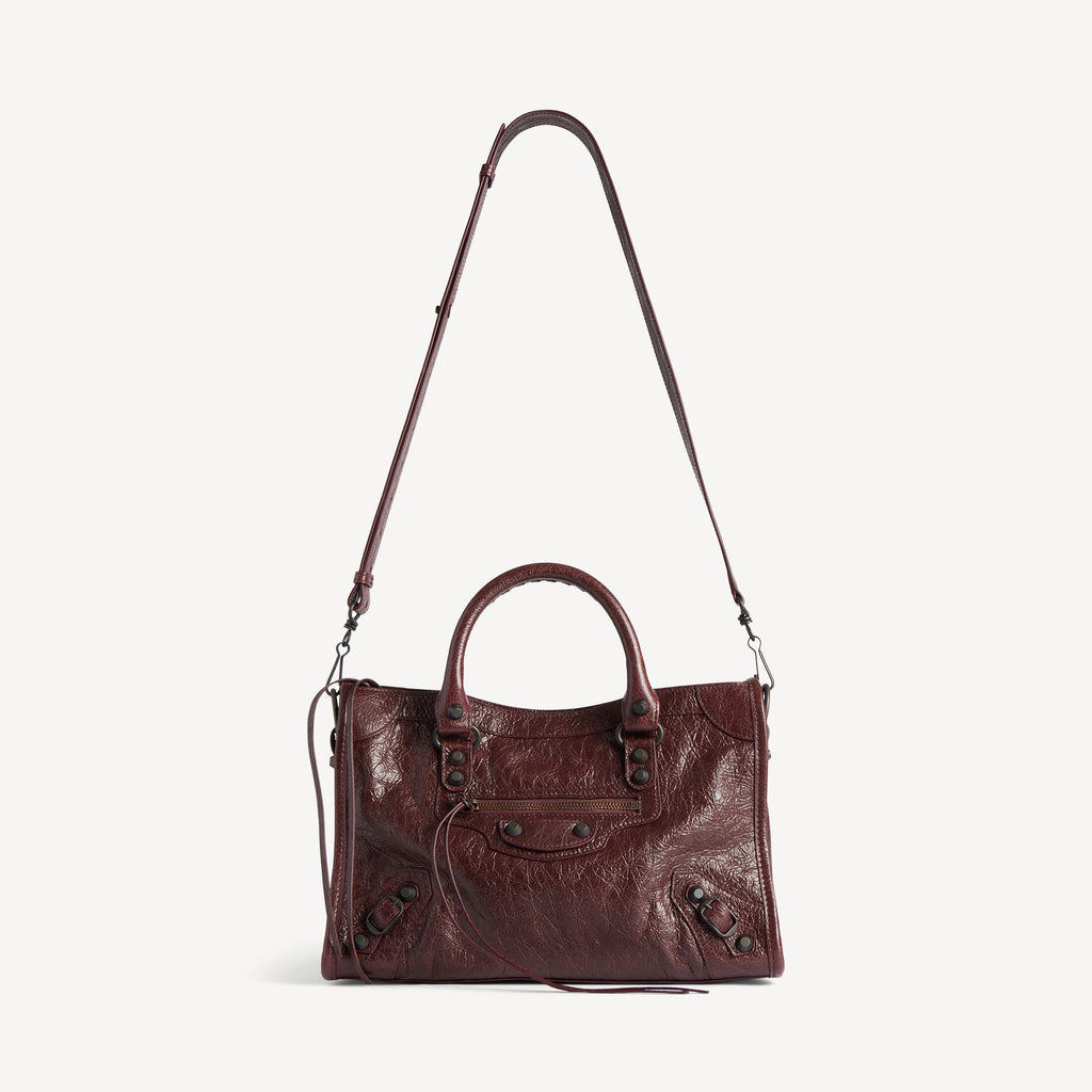 BALENCIAGA WOMEN'S LE CITY BAG SMALL IN DARK BURGUNDY