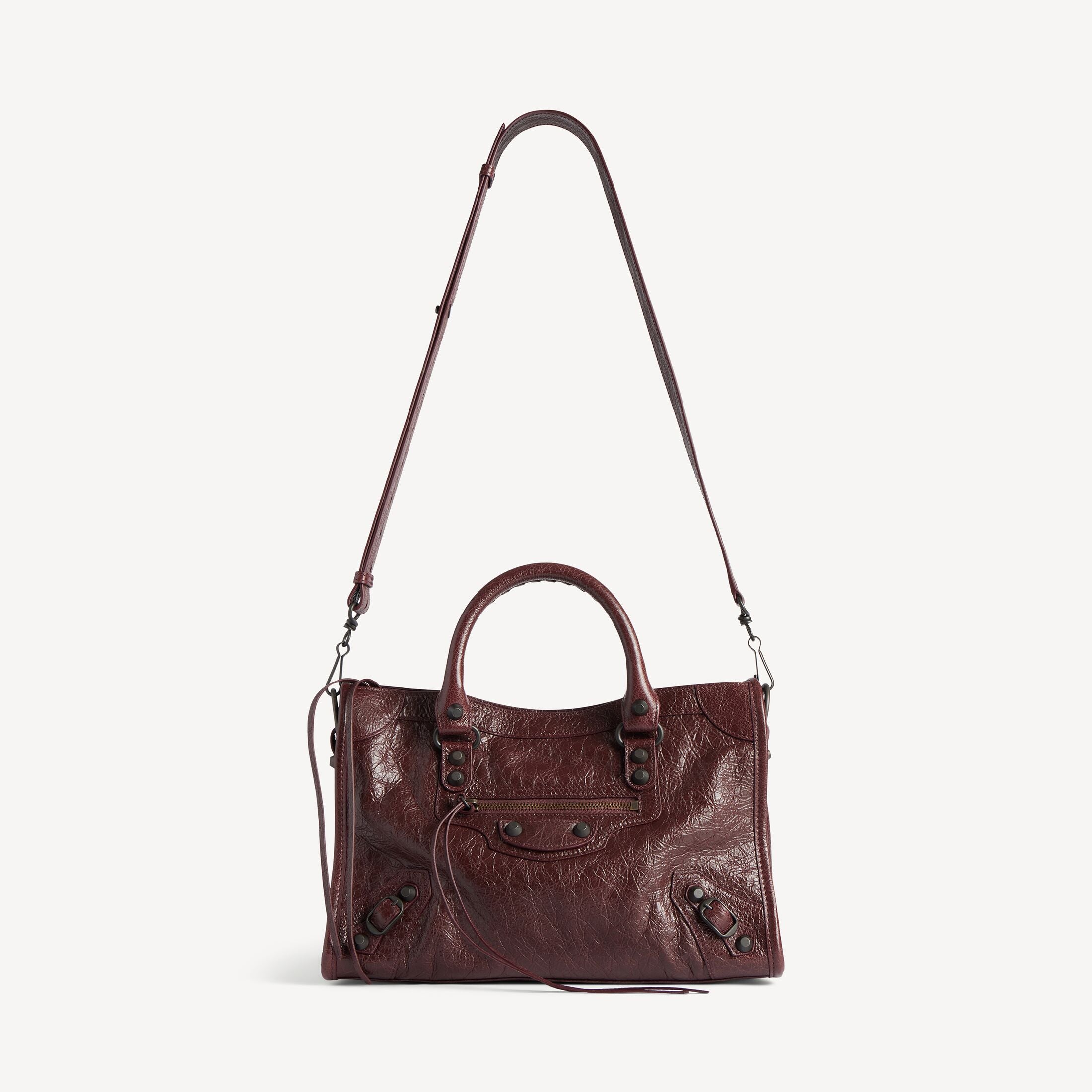 BALENCIAGA WOMEN'S LE CITY BAG SMALL IN DARK BURGUNDY