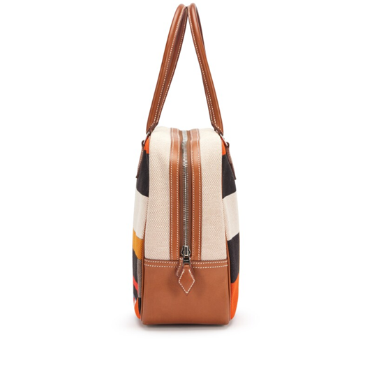 Hermès Barenia and Rocobar Print Toile Plume 32 Palladium Hardware