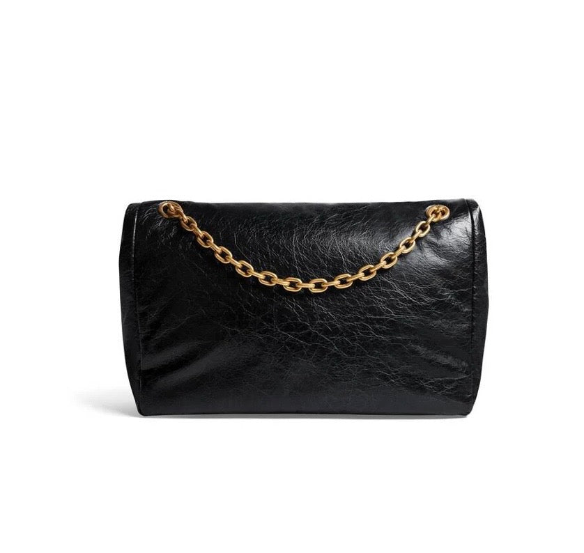 BALENCIAGA WOMEN'S MONACO MEDIUM CHAIN BAG IN BLACK