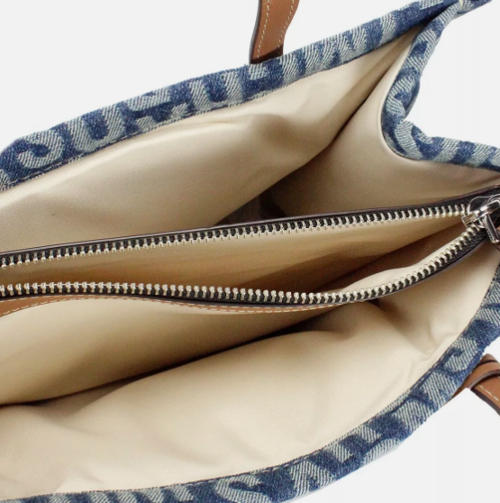 Marc Jacobs The Washed Monogram Blue Denim Grind Canvas Tote Bag