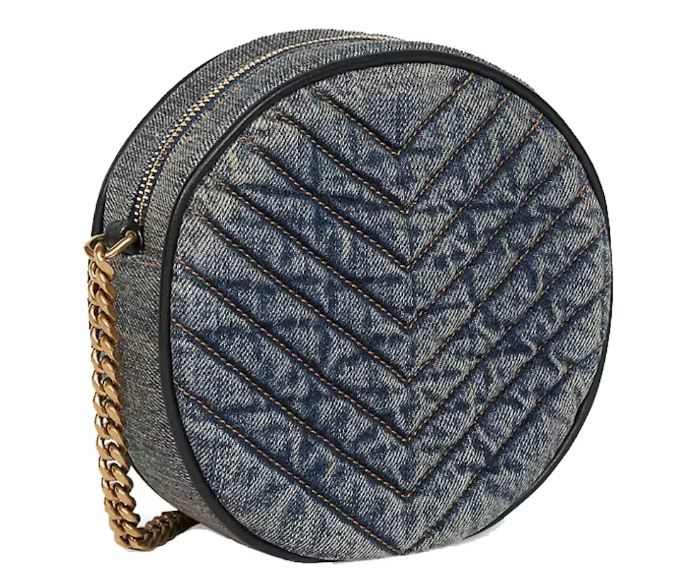 Saint Laurent Nile Round Mini Matelassé Denim Bag