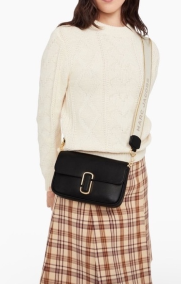 MARC JACOBS Calfskin The J Marc Shoulder Bag Black