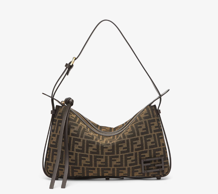 Simply Fendi Medium Brown FF jacquard fabric bag
