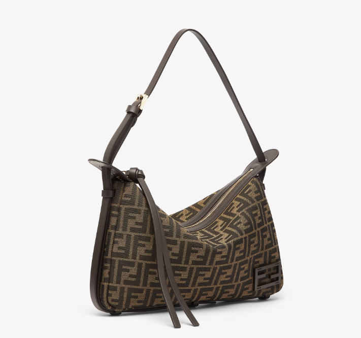 Simply Fendi Medium Brown FF jacquard fabric bag