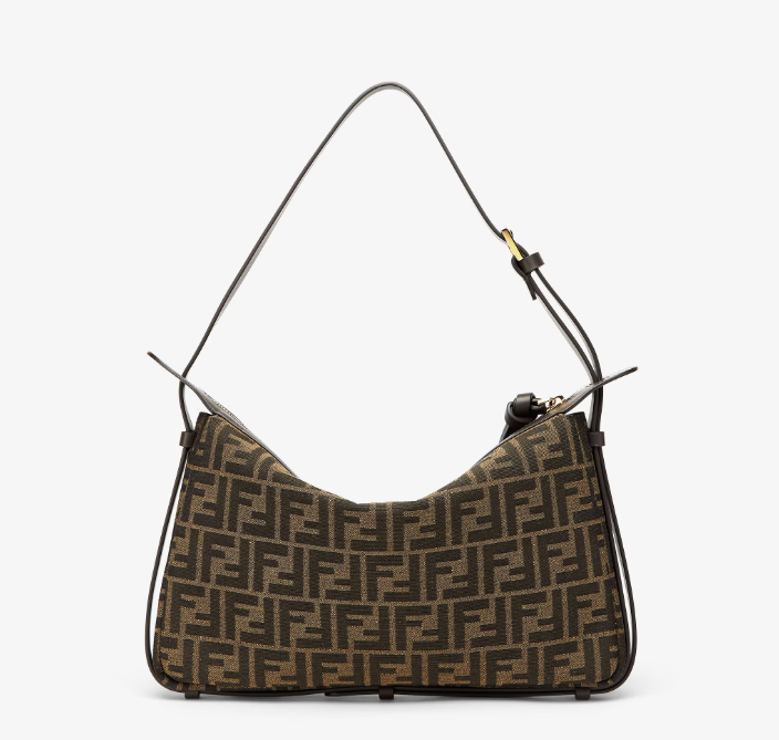 Simply Fendi Medium Brown FF jacquard fabric bag