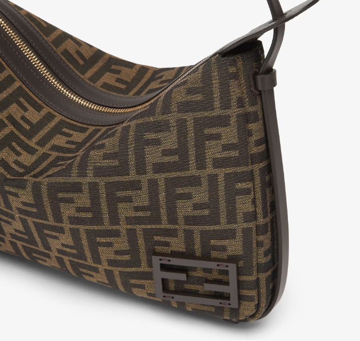 Simply Fendi Medium Brown FF jacquard fabric bag
