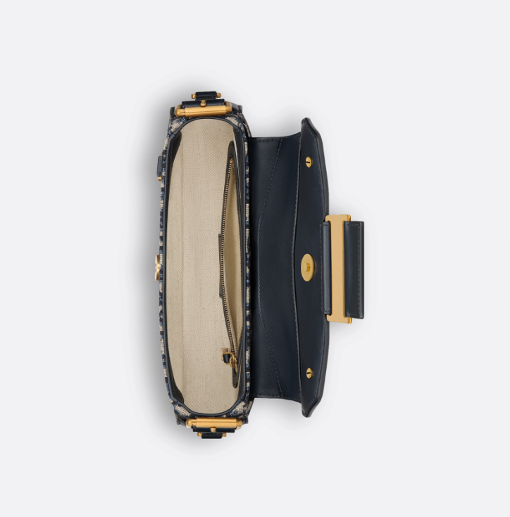 Dior Cotton Shoulder Bag Small Size Women's Blue