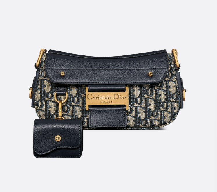 Dior Cotton Shoulder Bag Small Size Women's Blue