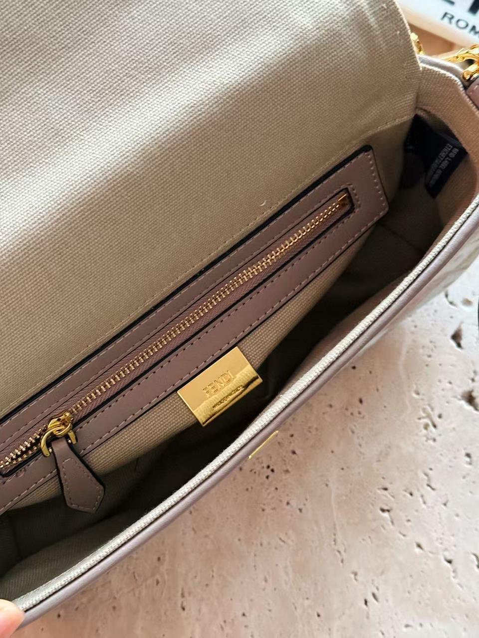 Fendi Baguette Medium Canvas bag with multicolour FF embroidery