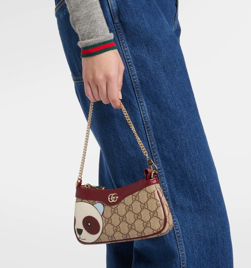 Gucci Ophidia mini panda-appliqué shoulder bag