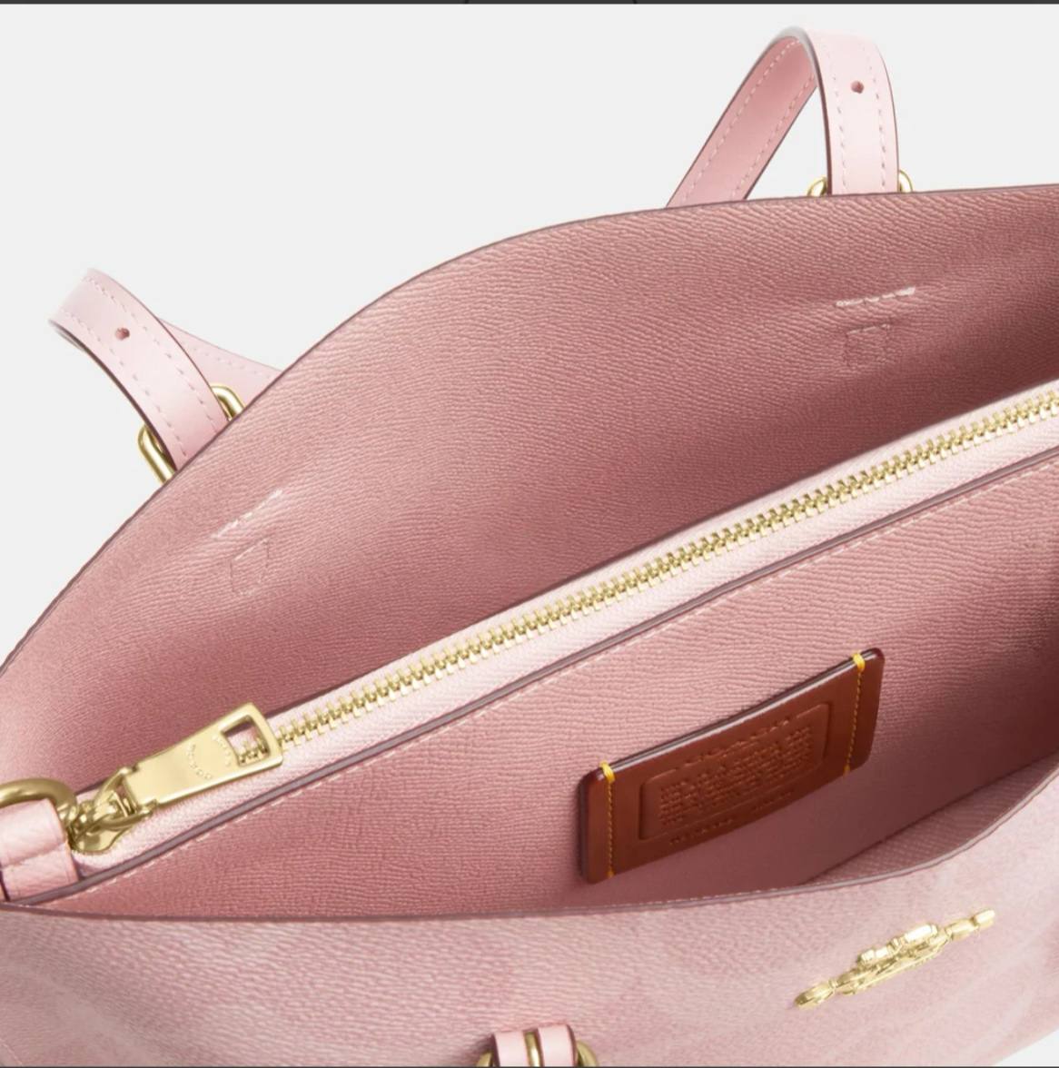 Coach Mollie Tote Bag 25 In Signature Canvas Baby Pink