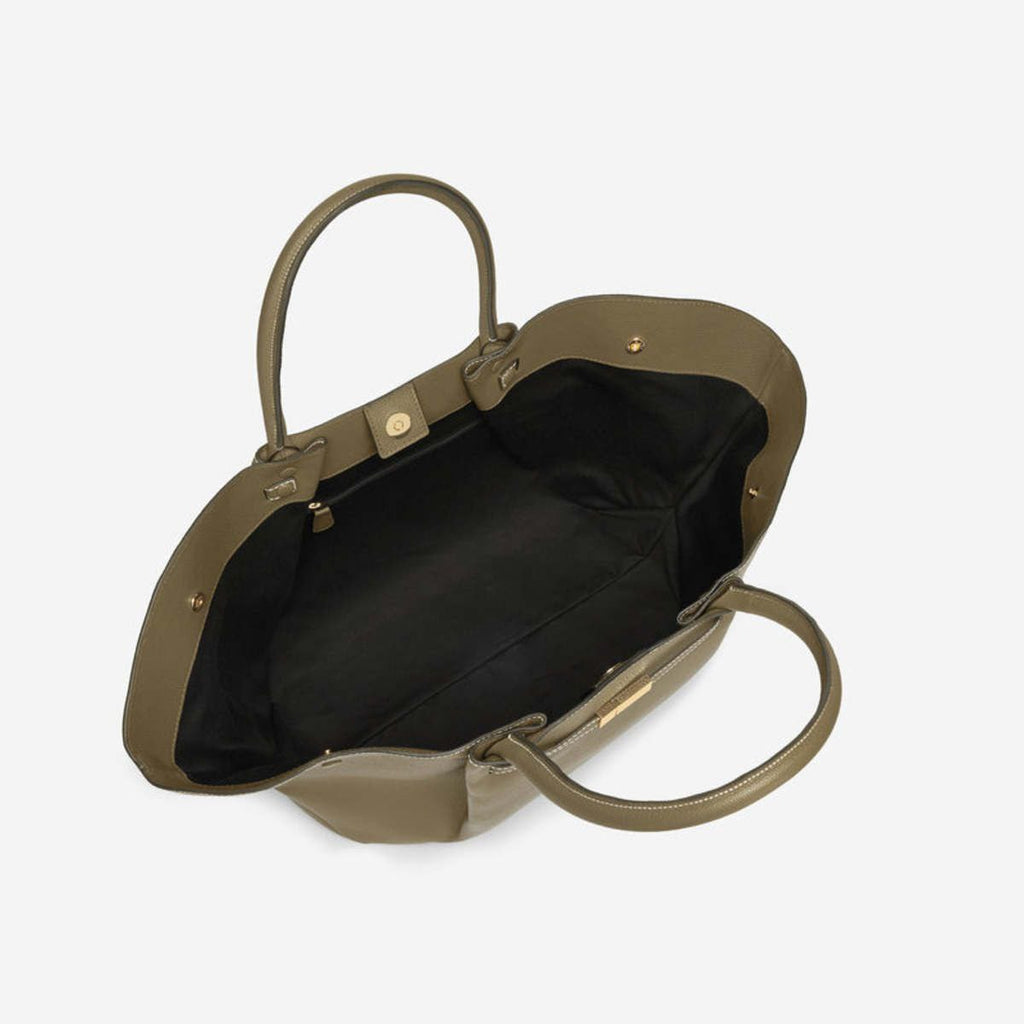 Demellier The Midi New York Grain Ecru Stitching